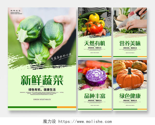 绿色清新新鲜蔬菜有机绿色蔬菜套图
